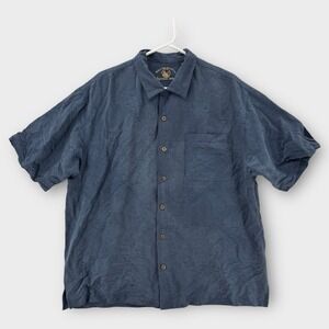 Vintage Eagle Dry Goods Shirt Mens XL Button Down Relaxed Fit Jacquard Silk Blue